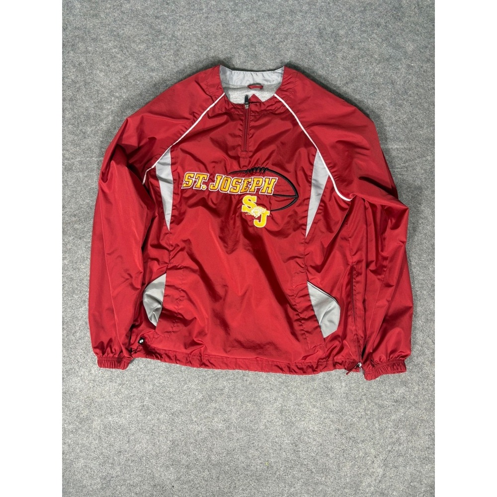 Holloway St Joseph Football Windbreaker‎ Mens Medium Red 1/4 Zip Pullover Jacket